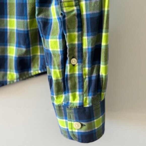 Abercrombie Fitch L Blue Green Muscle Fit Check Retro Campus Core Vibrant - Picture 5 of 6
